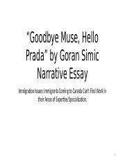 goodbye muse hello prada|Summary Example of Goodbye Muse by Goran Simic copy 2.